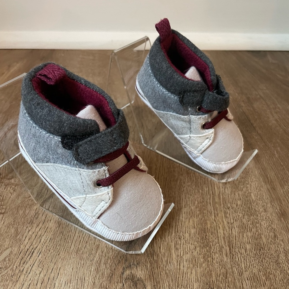 Goldbug Soft Sole High tops Maroon/Grey 0-3M
